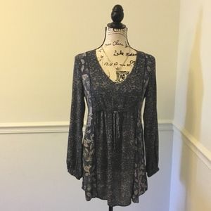 Grey/Blue Led Floral Tunic Maternity Top